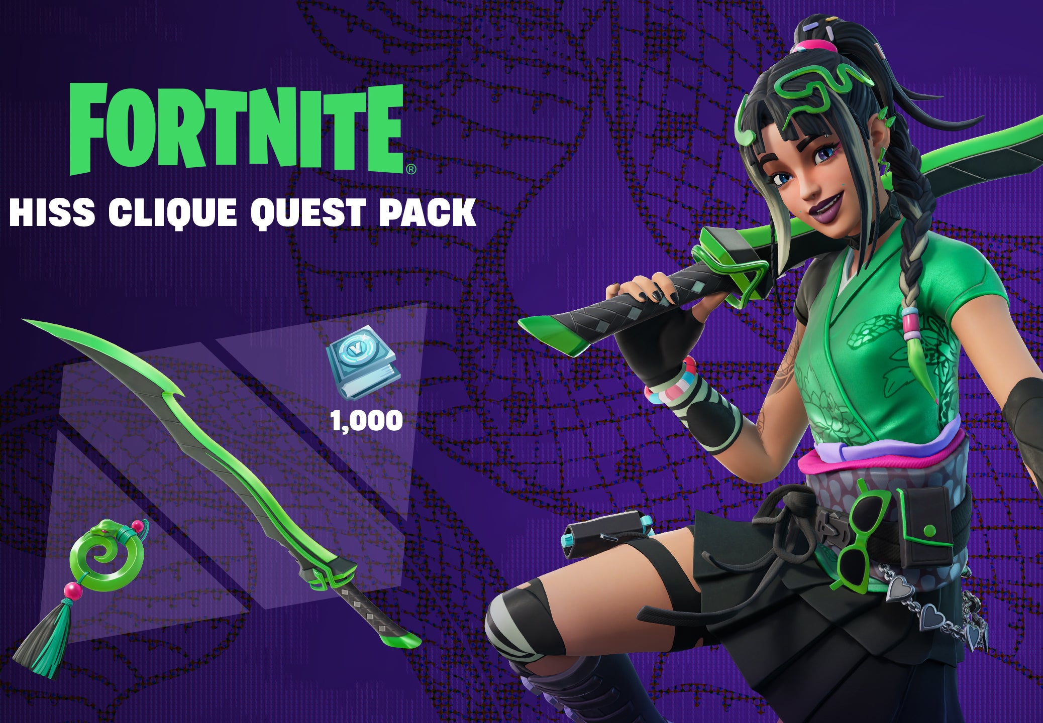 Fortnite - Hiss Clique Quest Pack + 1000 V-Bucks Challenge DLC AR XBOX One / Xbox Series X|S CD Key Fortnite - Hiss Clique Quest Pack + 1000 V-Bucks Challenge DLC AR XBOX One / Xbox Series X|S CD Key